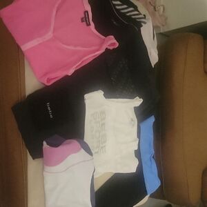 bebe Womens Vintage ' Pink and White Tank Top Set - Workout Tights Tops 8 Items